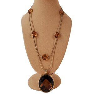 Oval Faux Topaz Pendant Necklace 20 inch